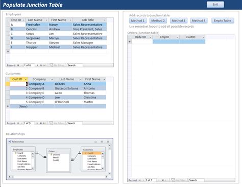 Subform field populates junction table with combobox data from 